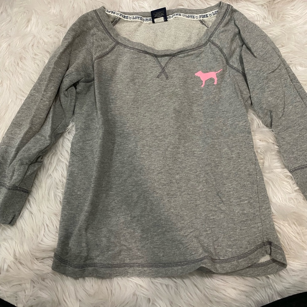Gray PINK baseball sweater
